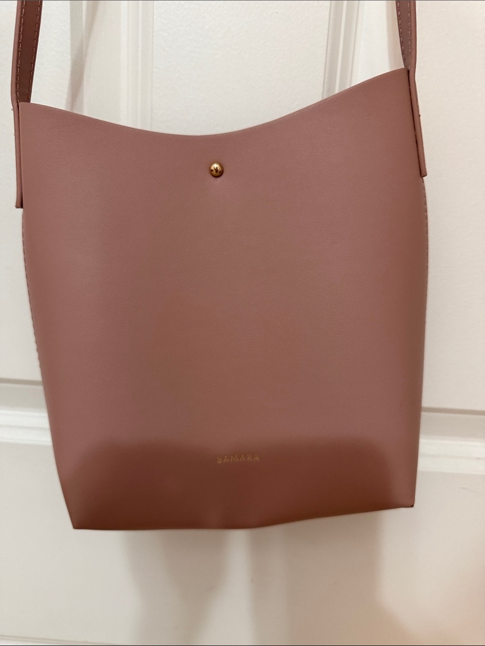 Samara Mauve-Pink Leather Shoulder Bag purse 8” x 8 1/2”